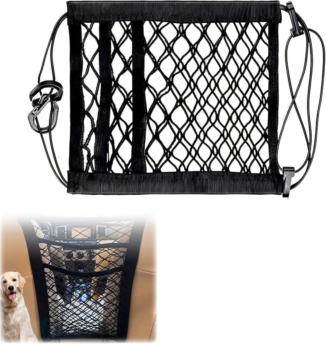 Auto organiser 3-laags - elastisch net - voor honden en reisaccessoires - multifunctionele opbergruimte - ShopVlot