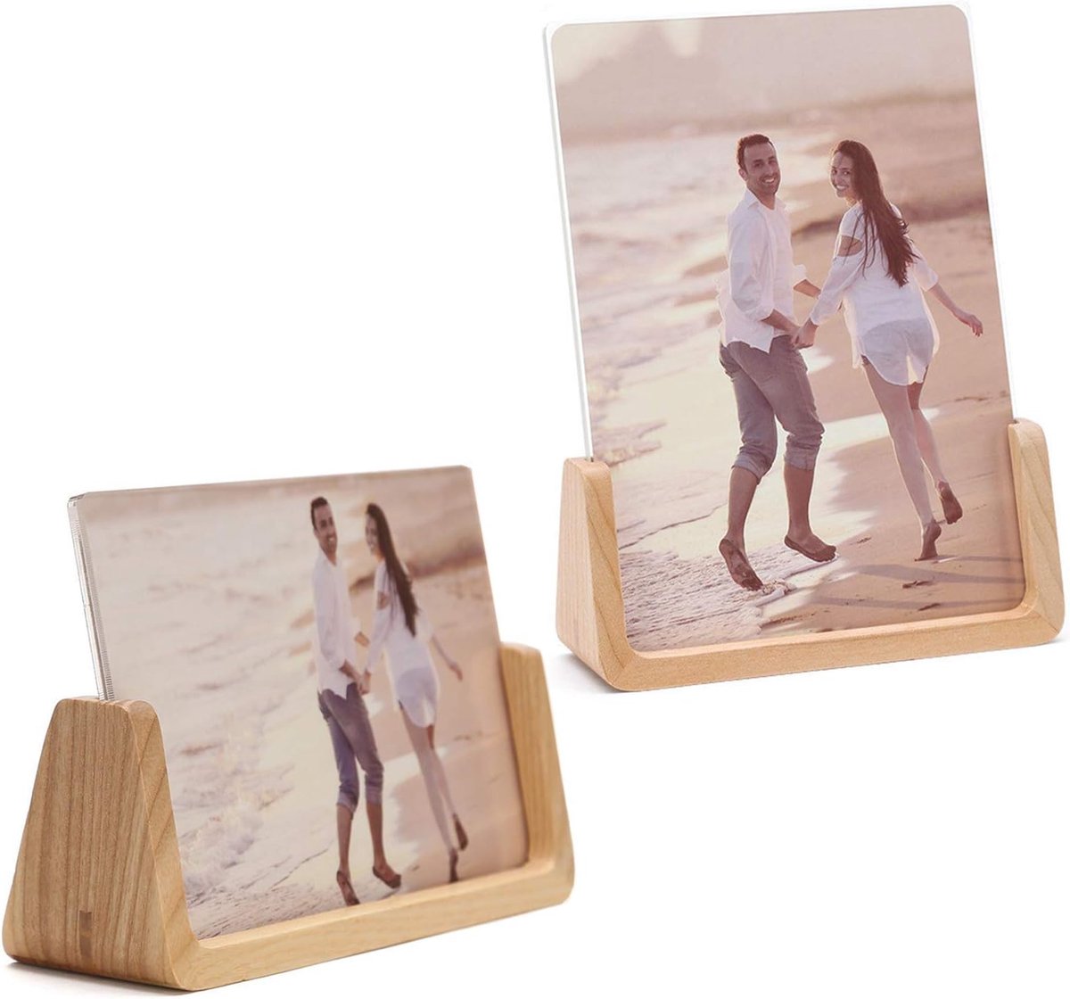 Fotolijsten 2-pack - Houten basis - Acryl glas - Perfect voor 4x6 inch foto's - ShopVlot