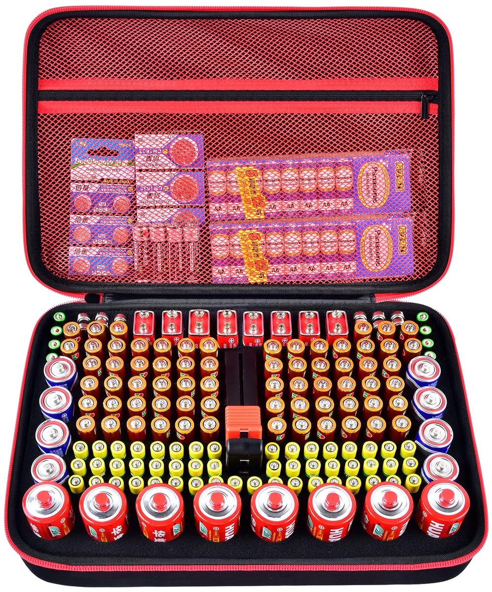 Batterijopslagdoos met tester - 162+ batterijen - diverse verpakkingen - geschikt voor gemengde batterijset - ShopVlot