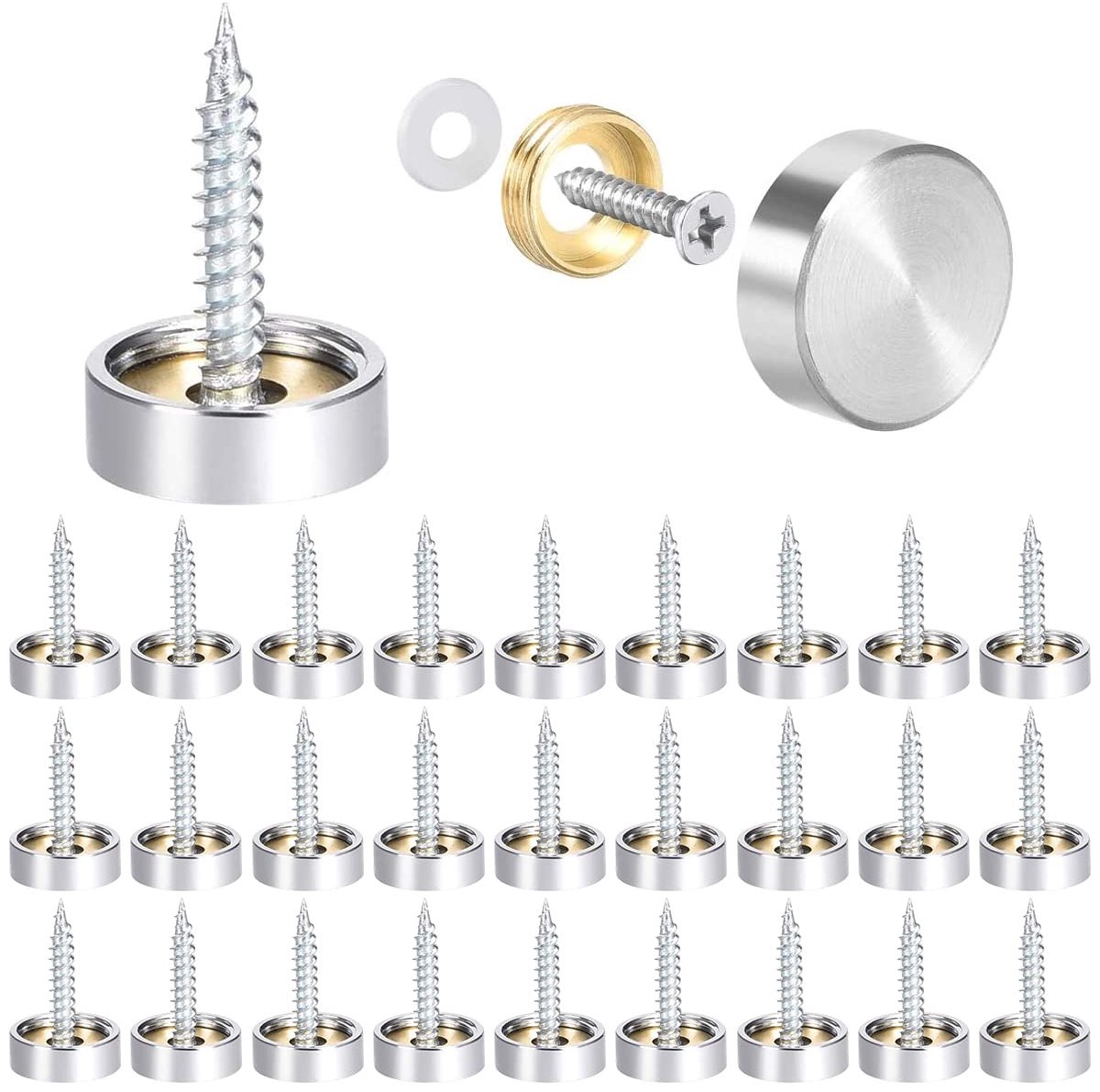 SnelShoppen - 40 Stuks Decoratieve Spiegelschroeven 16mm Rvs Spiegelschroeven Roestvrij Staal Voor Spiegels, Decoratieve Nagels, Hoogwaardige Kwalitei