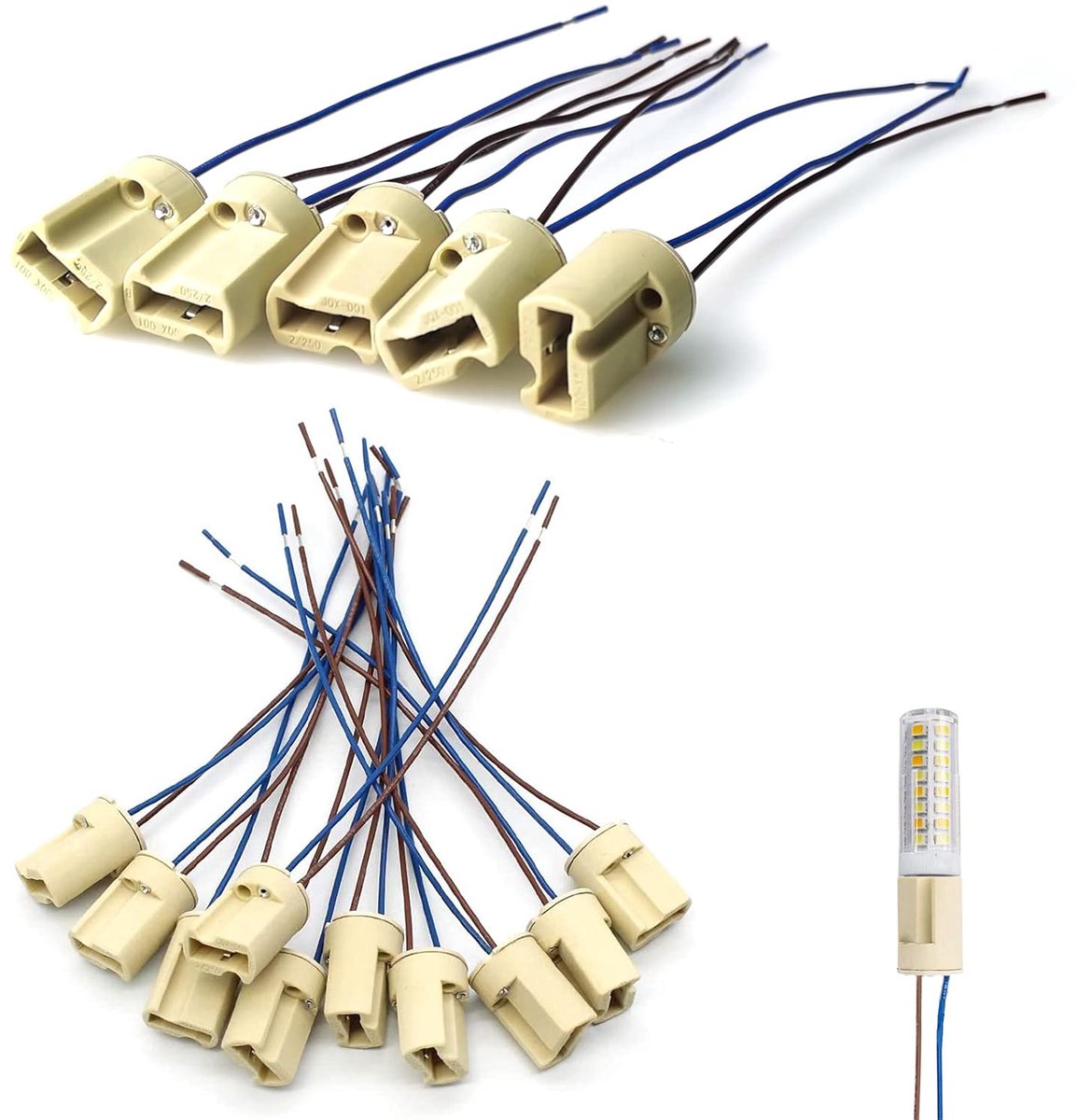 G9 lampenfitting 15 stuks - keramisch met kabel 140mm - hoge temperatuur bestendig - ideaal voor LED en halogeen - ShopVlot