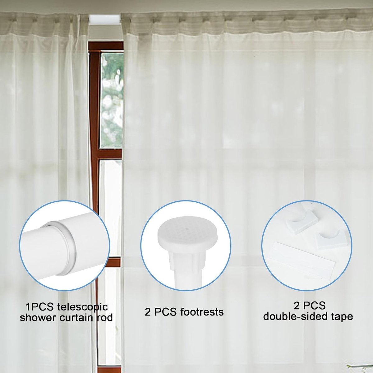Gordijnroede zonder boren 50-80 cm - uitrekbaar roestvrij staal - waterdicht en vochtbestendig - ShopVlot