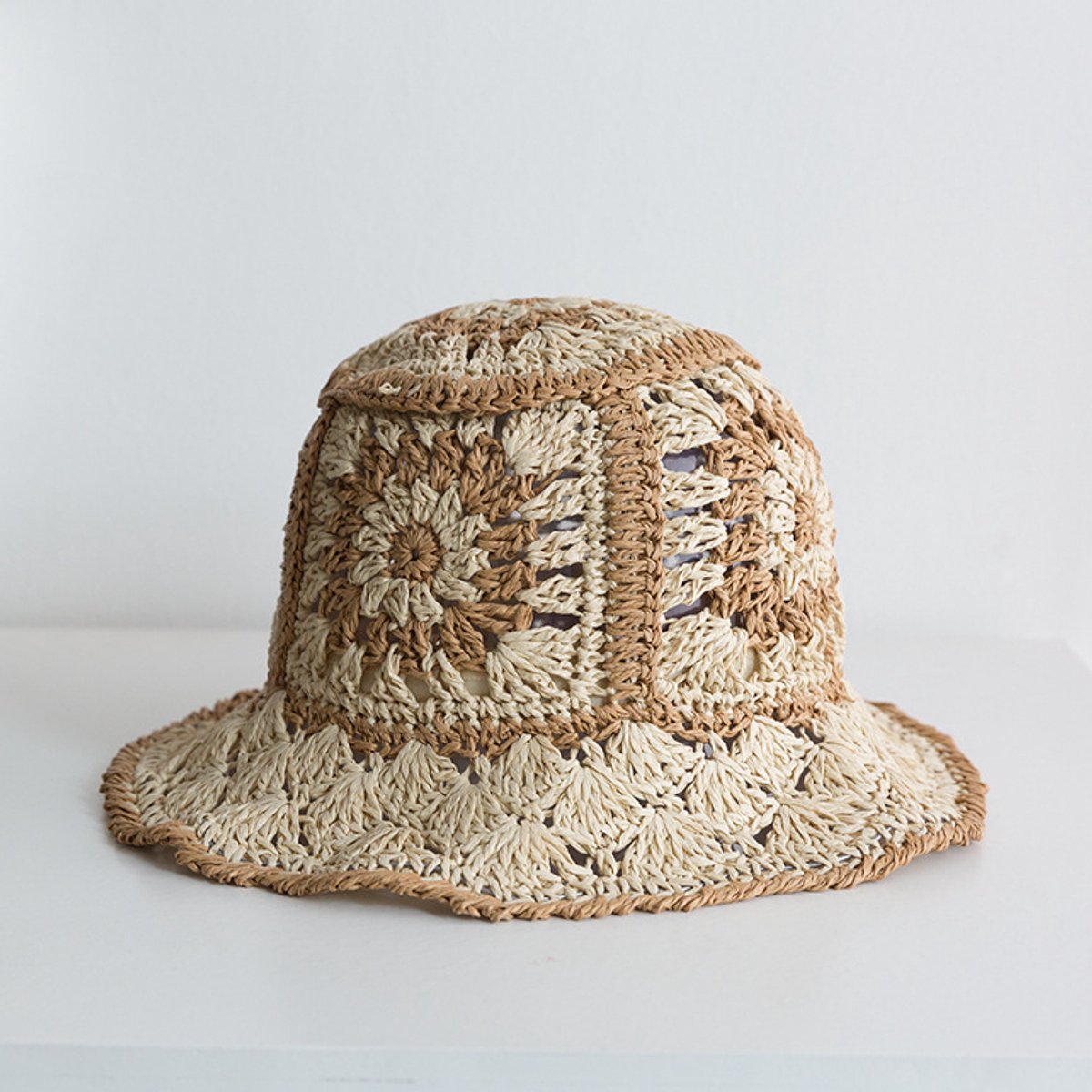 Strohoed - Zonnehoed voor Vrouwen - Opvouwbare Strohoed met Brede Rand - Reisbaar Zomer Fedora Hoed - voor Strand en Vakantie - Beige