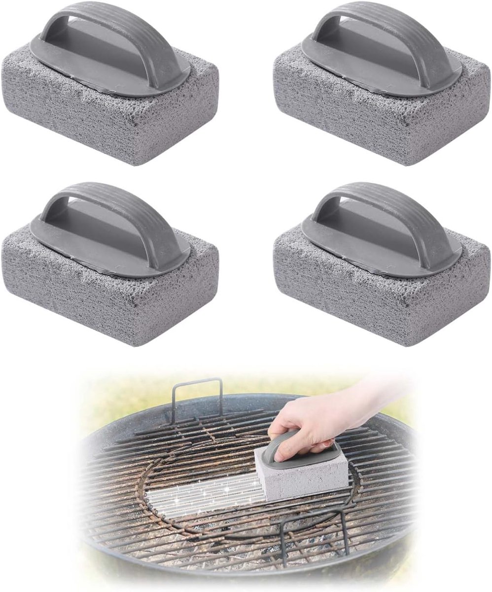 Pumice Stone Schoonmaakborstels 4 Stuks - Pumice Steen met Handvat - Voor het Schoonmaken van Ovens en Grills - ShopVlot