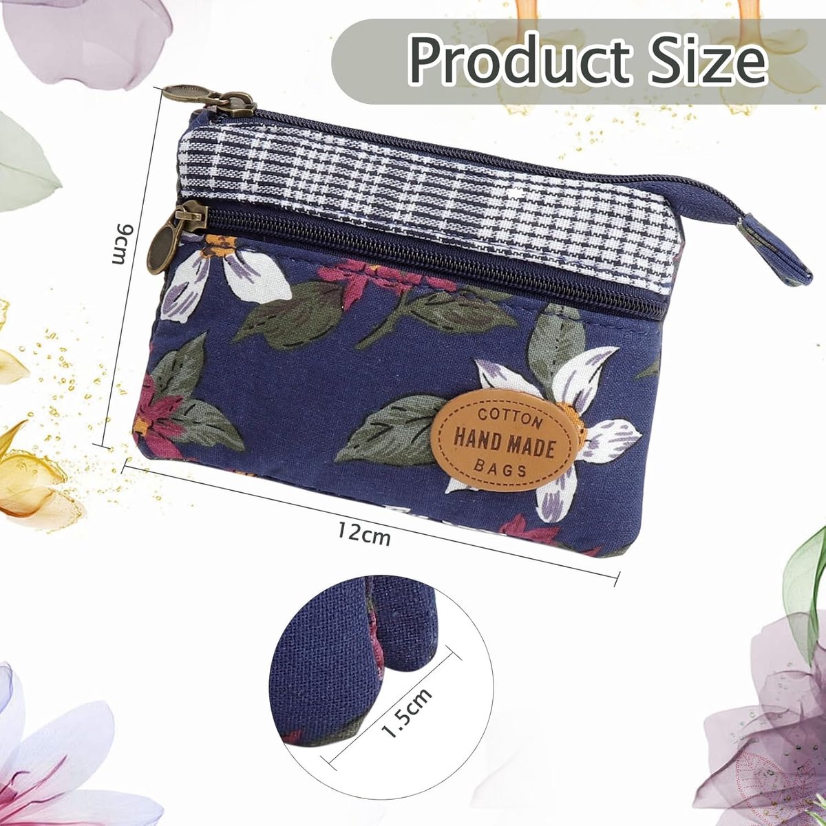 Mini portemonnee - katoen - bloemenprint - ideaal voor dagelijks gebruik - ShopVlot