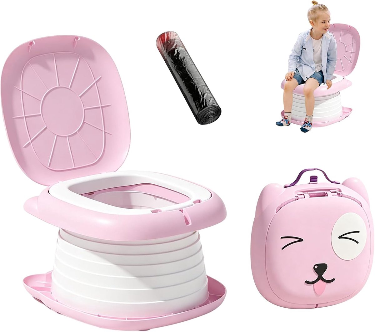 Opvouwbaar Potje Kinderen - Roze - Lichtgewicht en compact - Ideaal voor onderweg - ShopVlot