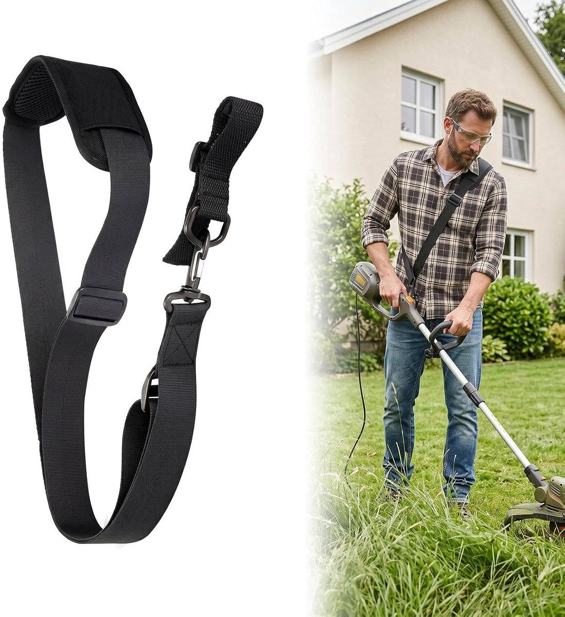 Schouderriem voor grastrimmer, draagriem van nylon, verstelbare draagriem, bosmaaier, enkele bosmaaier riem voor - SnelShoppen