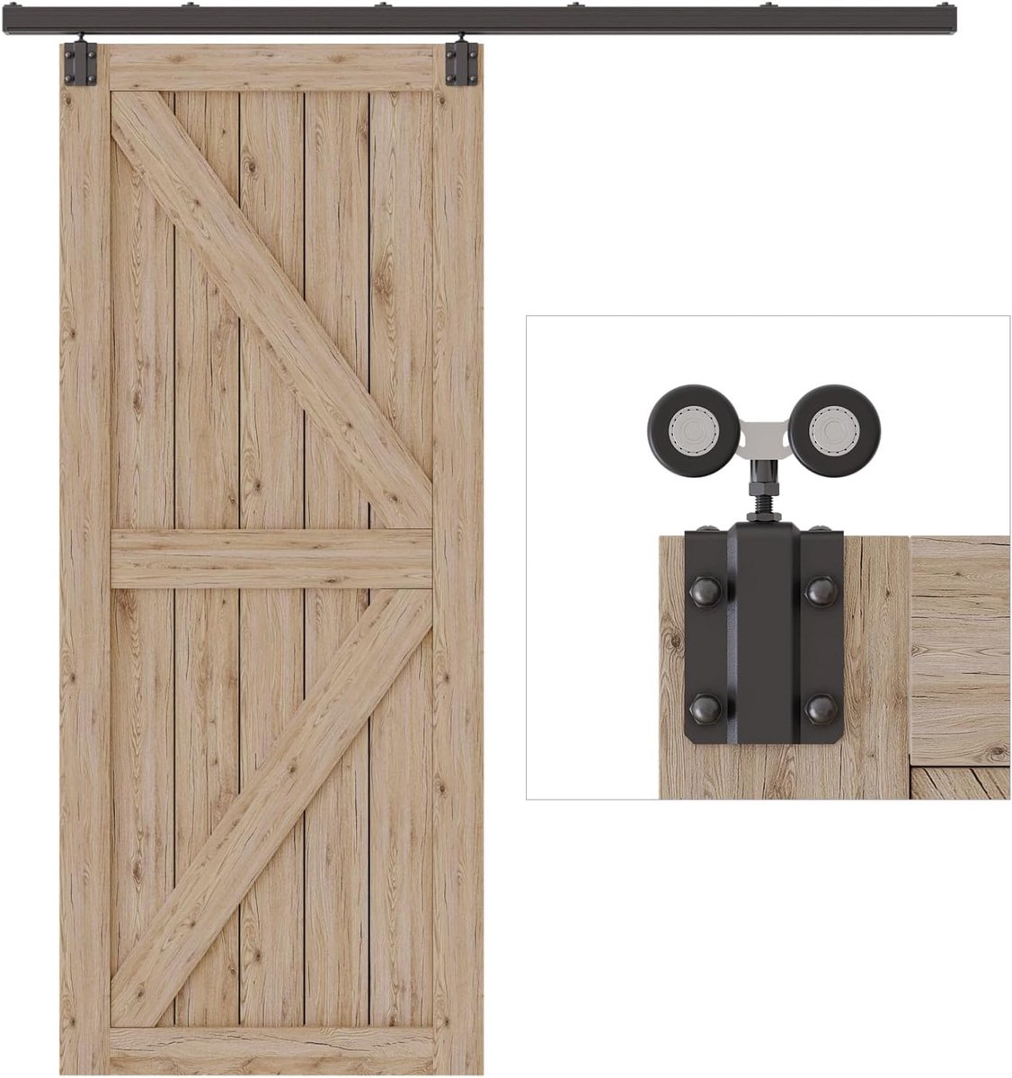 Schuifdeur, hardware kit, wandhouder, schuifdeursysteem, complete set voor schuifdeuren, glad en heavy duty, voor enkele deur