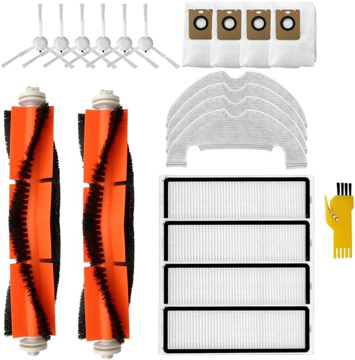 Accessoires voor Dreame Bot Z10 Pro D10 Plus L10 Plus L10 Plus 20 verpakkingen 2 hoofdborstels, 4 filters, 6 zijborstels, 4 dweildoeken, 4 zakjes