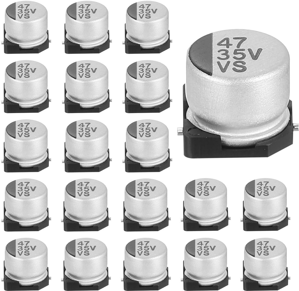 47uF 35V Aluminium Elektrolytische Condensatoren, Lage Impedantie Elektrolytische Condensator Voor Oppervlaktemontage Voor TV Computer Projecten, 6.3x5.4mm, 20pcs