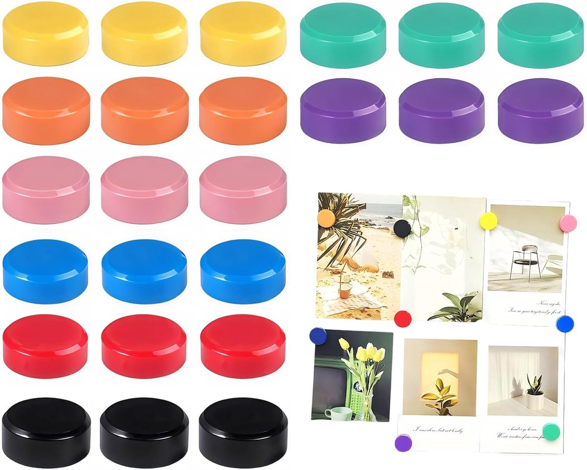 Magneten, kleurrijk, 2 cm, rond, sterk, magneten voor magneetbord, whiteboard, prikbord, koelkastmagneet, kinderen, koelkastmagneten, decoratie, 8 kleuren, sterke grip, kantoor, school