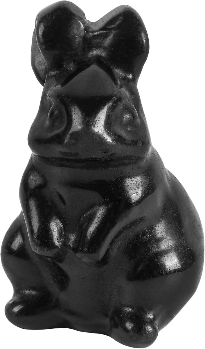 Sculptuur, 1,5 inch Konijn Figuur Standbeeld Edelsteen Dier voor Wooncultuur of Collectible Stuk, Zwart Obsidiaan