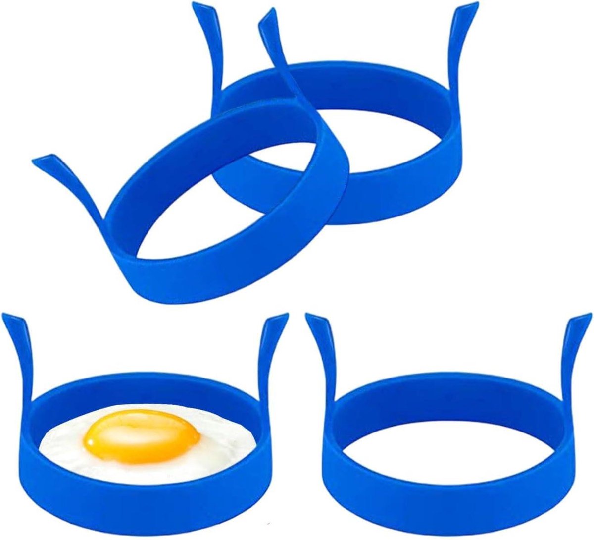 Eierkookringen - Omeletvormen - Ontbijt Maken - Antiaanbaklaag - 4 Stuks - Zwart