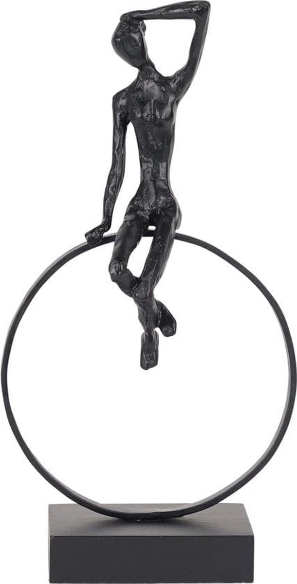 Deco sculptuur Lovely Lady - metaal zwart - 21 x 13 x 40 cm - stijlvolle decoratie - SnelShoppen
