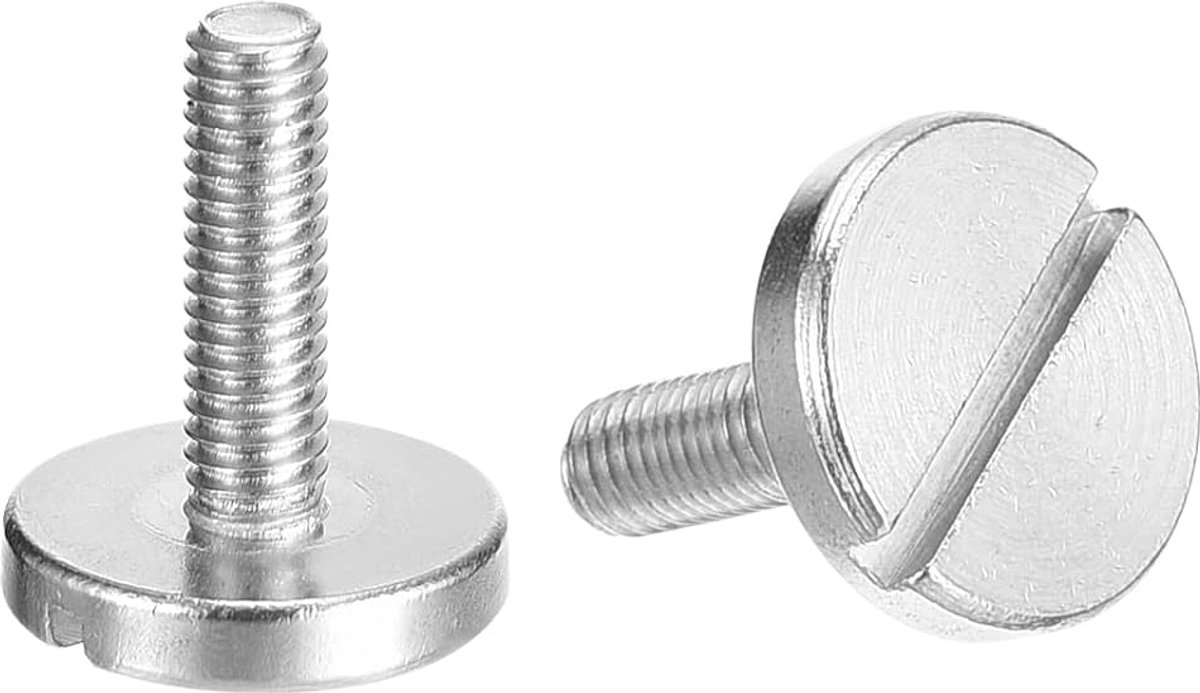 Platte kopschroeven, groot, rond, met gleuf, M4 x 14 mm, 5 stuks decoratieve geribbelde schroeven van roestvrij staal 304