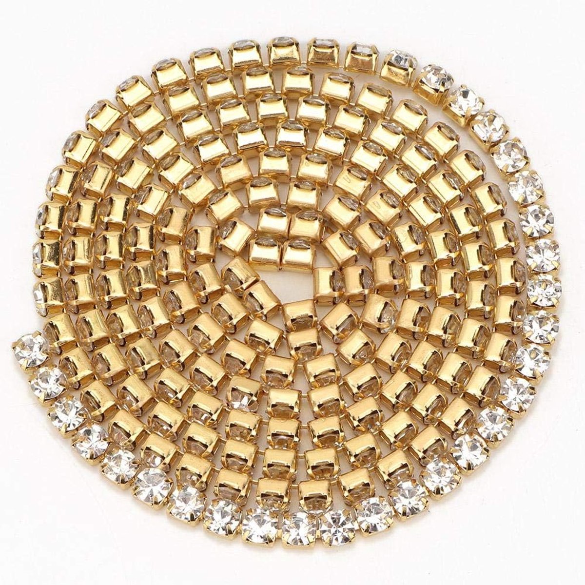 10 Yard Lint, Hars Crystal Diamond Chain Trim Roll voor DIY Craft Bruiloft Party Naaien Decoratie (4mm-Goud)