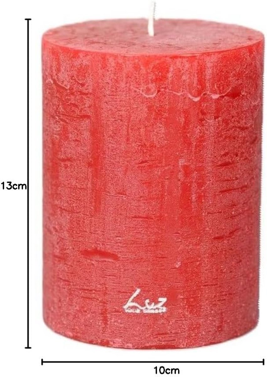 Stompkaars rood-antiek rood D 10 cm H 13 cm - sfeervolle decoratie - langdurig branden - SnelShoppen