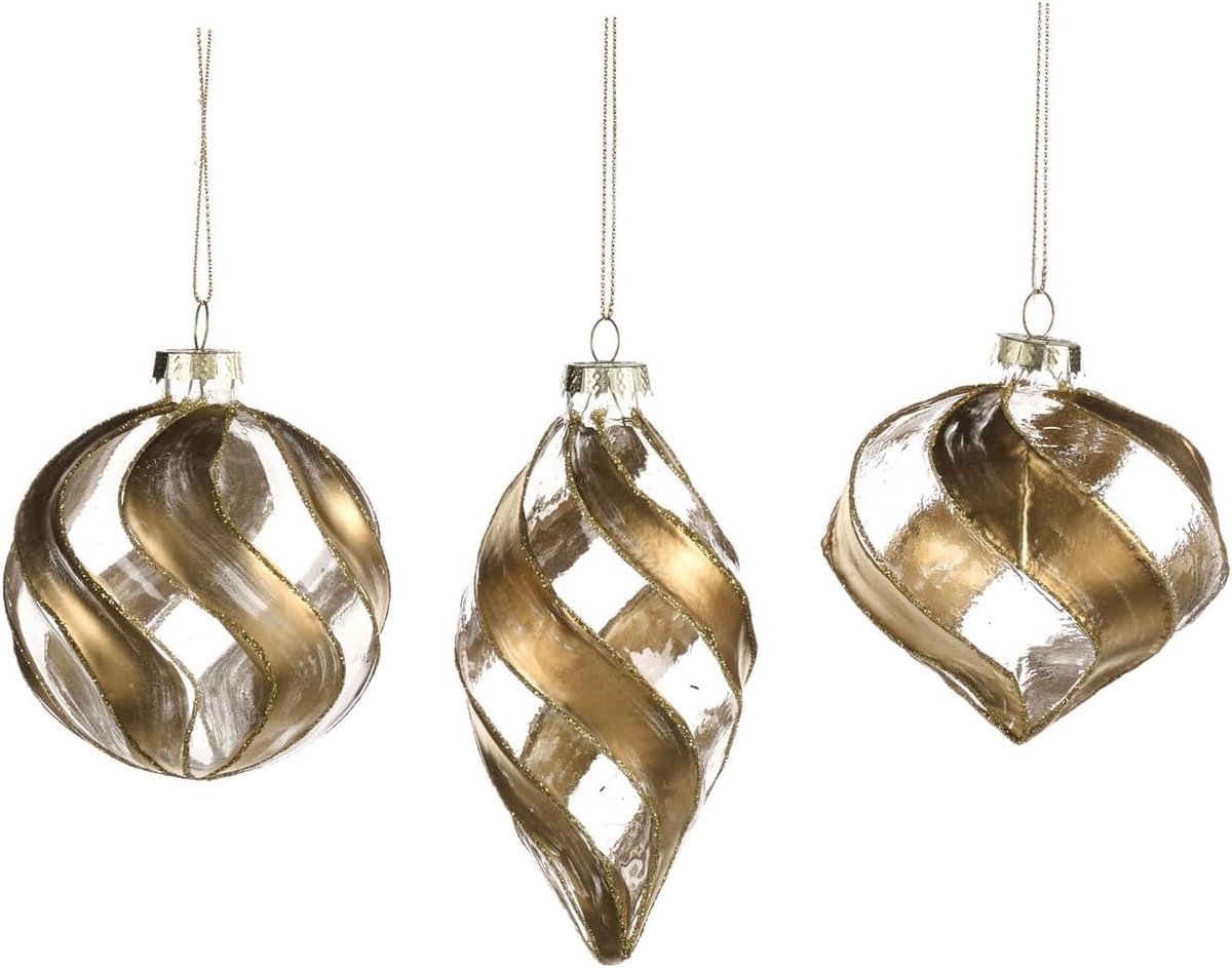 Kerstbal glas goud D 8 cm - Voordeelassortiment van 2 x 3 stuks - Perfect voor sfeervolle versiering - SnelShoppen