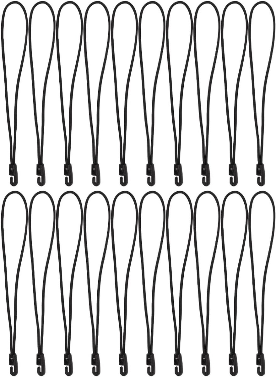 Pak van 20 spanbanden met haken – 30 cm expander, multifunctionele rubberen spanner voor zeildoektenten en kampeernetten