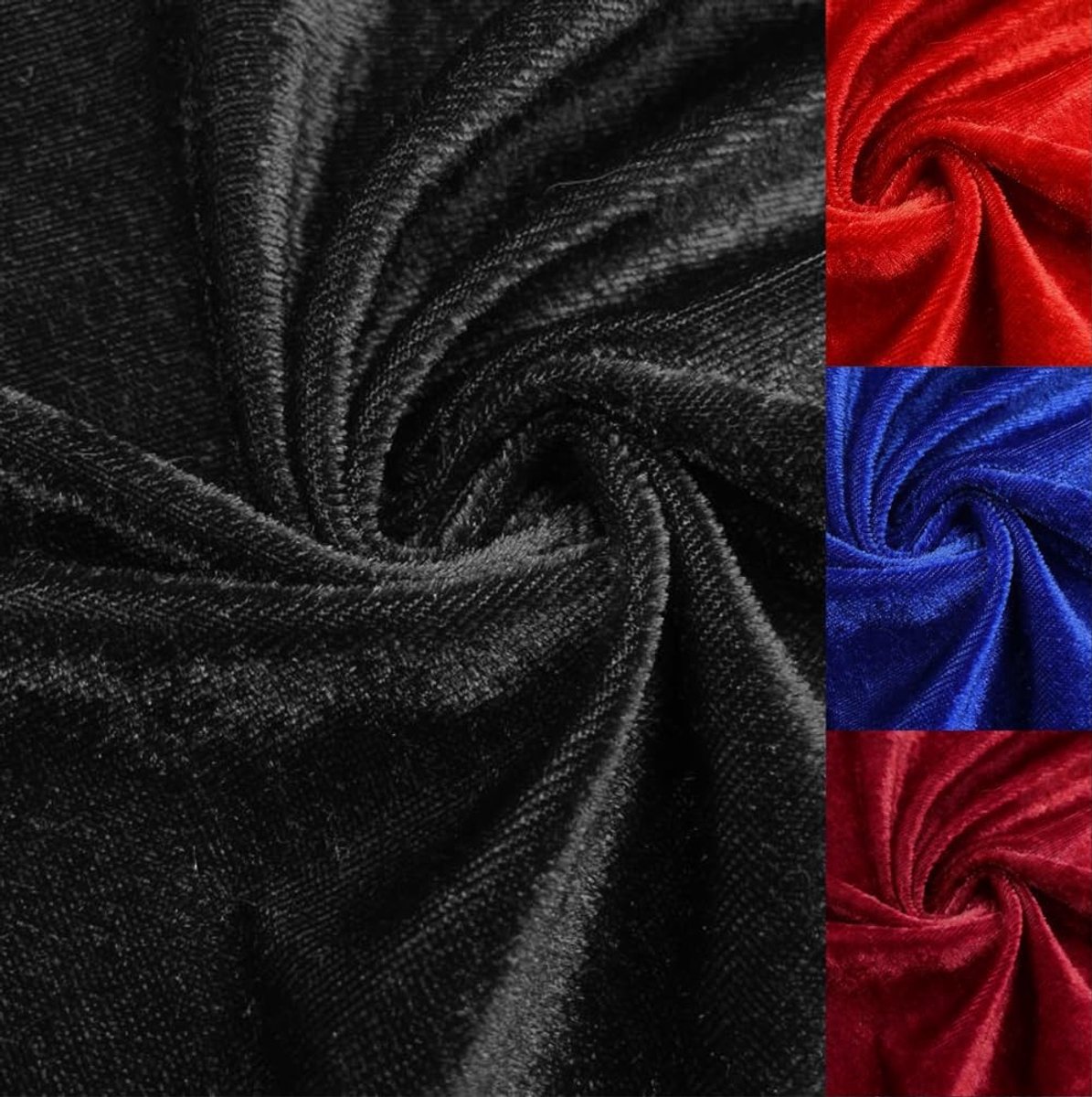 Stof, glanzende stretch stof voor gordijnen, kostuums, jurken, podiumoutfits, tafelkleden en decoratie (Zwart)