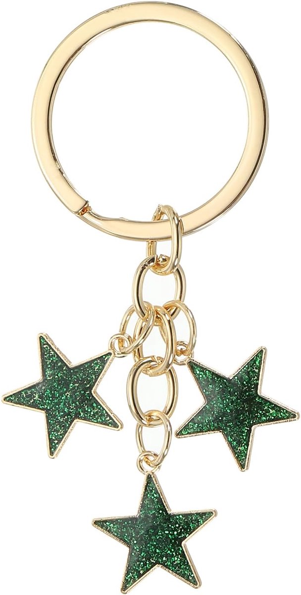 Star Sleutelhanger, Leuke Bedel Geëmailleerde Ster Sleutelhanger met Glitter Star Hanger Kwastje Sleutelhanger voor Vrouwen Auto Sleuteltas, Groen, groen, 7.5 x 4 cm