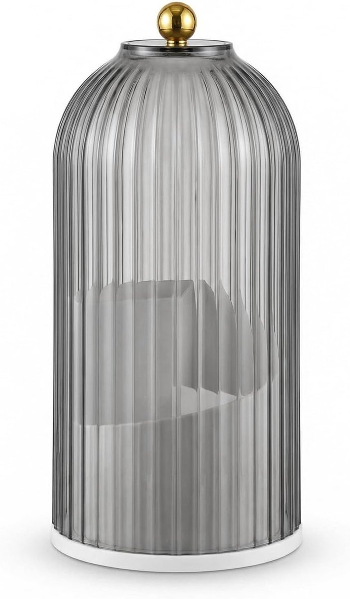 360° draaibare organizer voor make-upkwasten, make-upborstelhouder met deksel, schuifopening, stofdicht, transparant, geschikt voor make-uptafel, badkamer, slaapkamer (zwart)