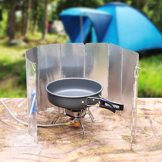 Windscherm campingkooktoestel, 16 voorruiten voor fornuis, aluminium campingkooktoestel voor outdoor, picknick, BBQ — afbeelding 3