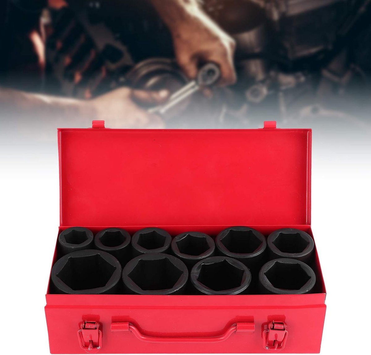 3/4 inch slagbeker, sleutelbeker, Dopsleutelset Gereedschap, 10 stuks metrische diepteslagbekers, draagbare autogereedschapsset
