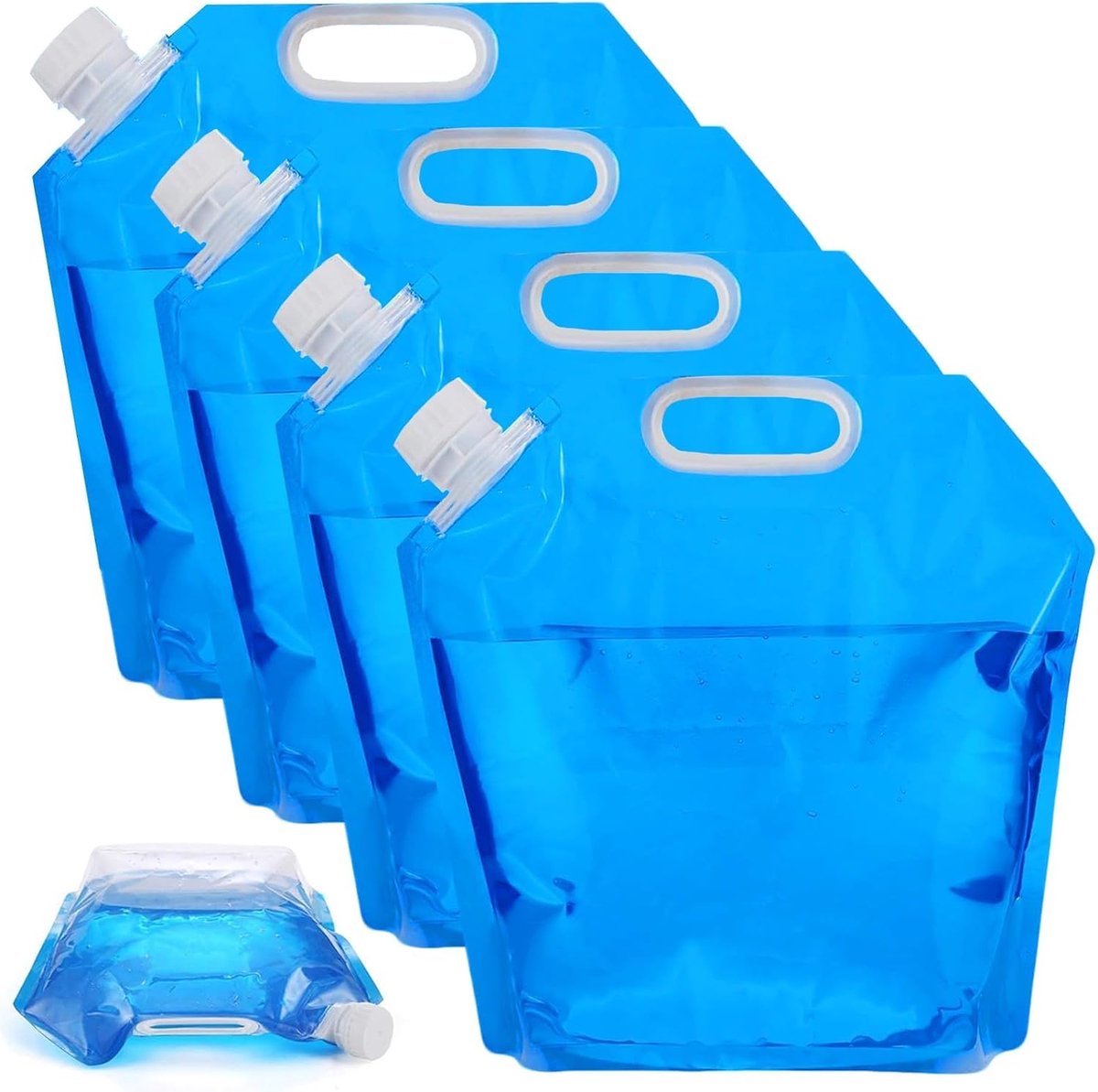 Set van 4 waterjerrycans, opvouwbaar, 10 l, transparant, stabiele waterzak