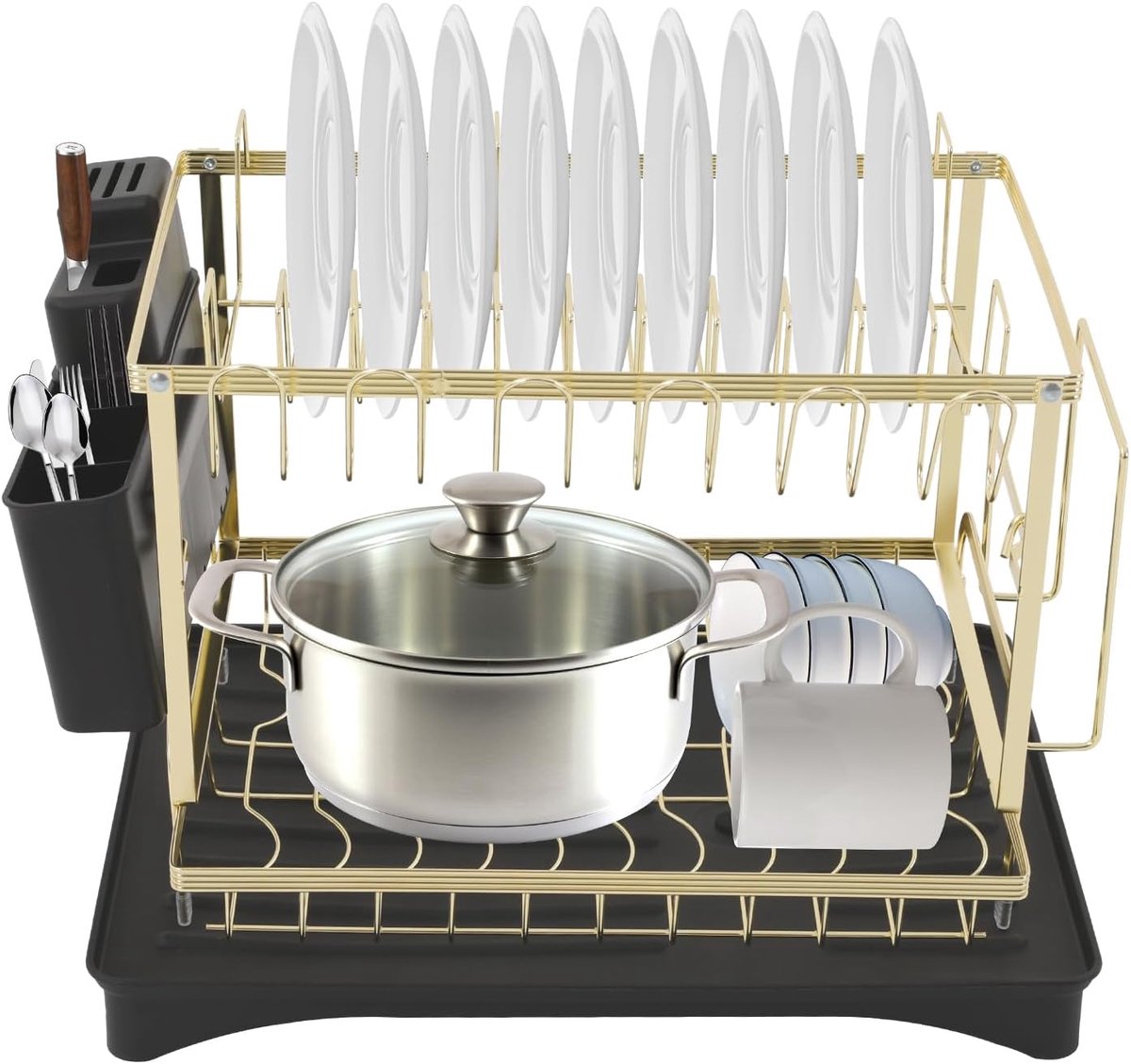 Afwasrek 42 x 30 x 29 cm - Rvs - Ventilatie en stapelbaar - Ruimtebesparend voor de keuken - SnelShoppen