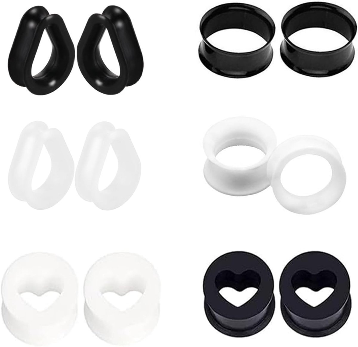 Tunnelset, siliconen oortunnel, plug, 6-20 mm, double flared flexibele tunnel, expander, oorpiercing, sieraad voor heren en dames