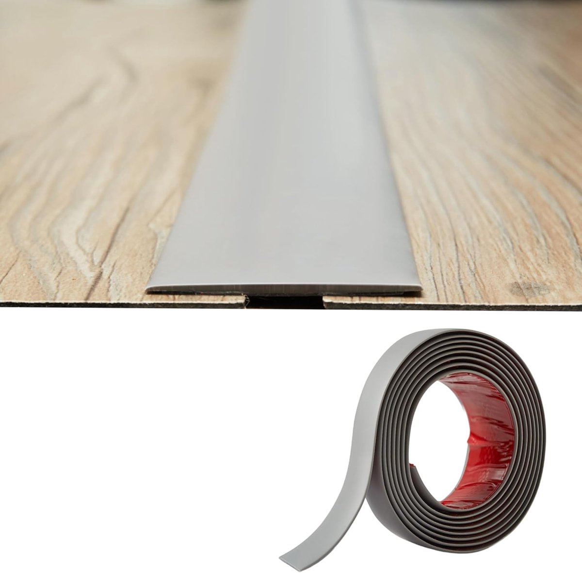 Drempel Overgangsstrip,Deur StripThreshold Bars,Zelfklevende PVC Vinyl Flooring Edge Trim,Vloer verbindende Strip,Tegel naar laminaat overgangsstrip,Grijs(5cm×2mm×2M)