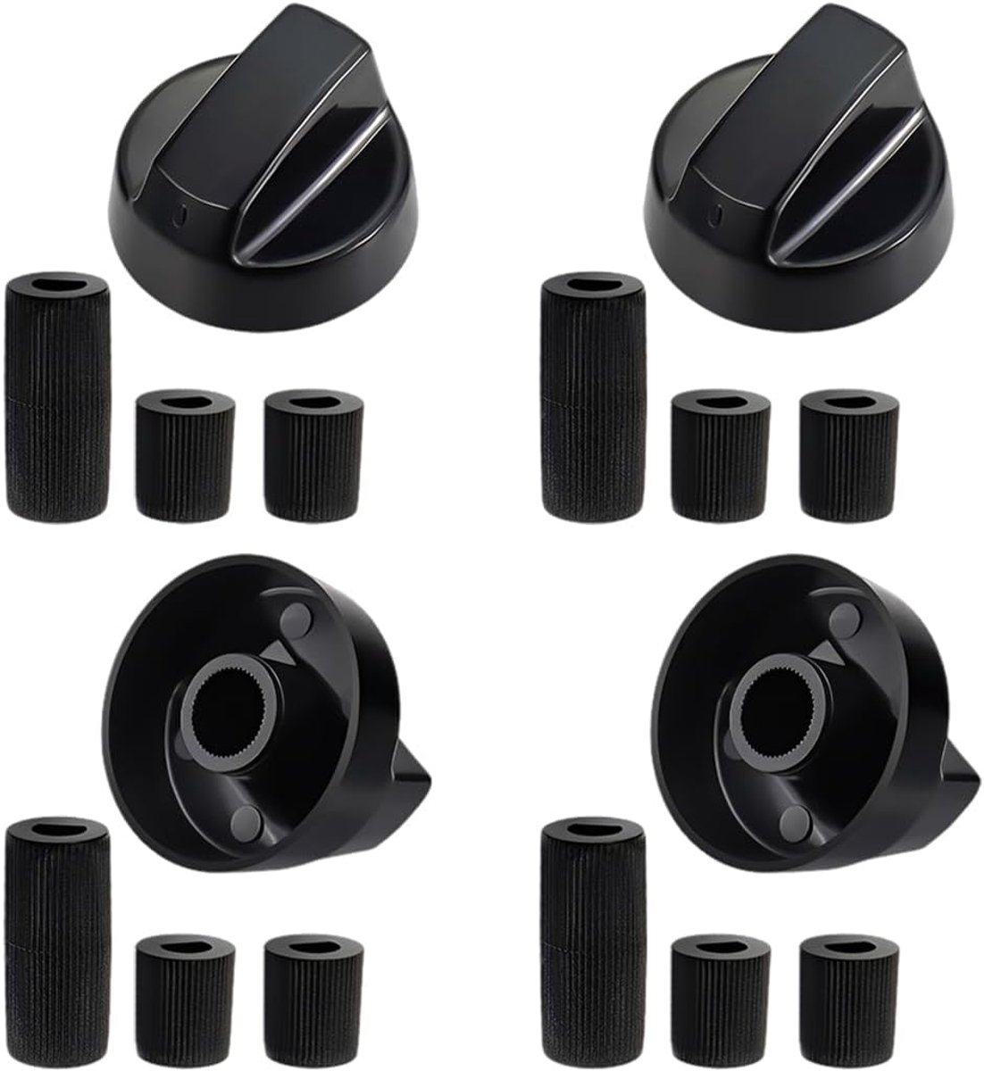 Knoppen voor gasfornuis, met adapters van 6 mm, 7 mm en 8 mm, voor bijna alle fornuizen, fornuizen, gasfornuizen (zwart)