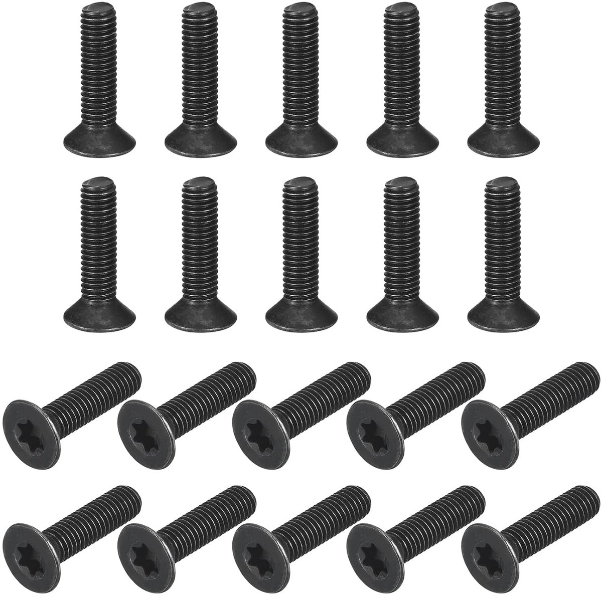 M5-0,8 x 20 mm platte kop torx anti-diefstal machineschroeven, 30 stuks 10,9 graden gelegeerd staal, torx-aandrijving, verzonken kop, volledige schroefdraad, zwarte oxide afwerking