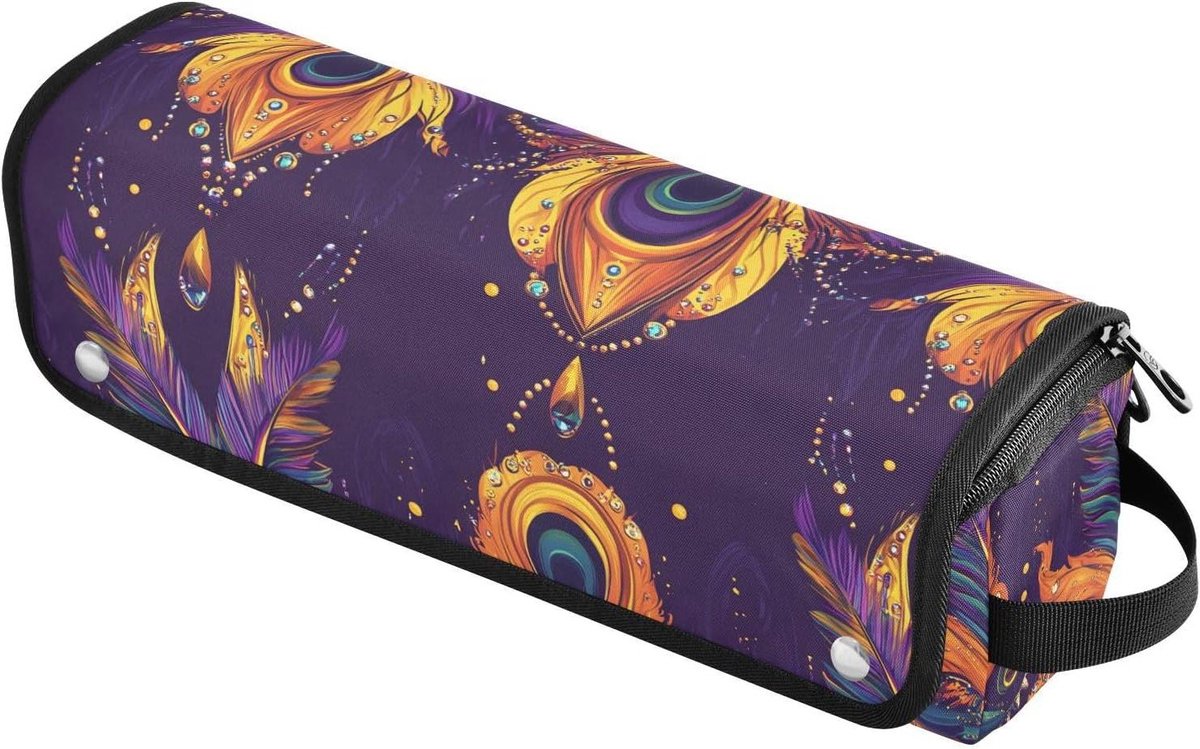 Krultang Travel Case - Haar Styling Organizer - Veilig Opbergen - Hittebestendige Mat - 37 cm Lengte - Mardi Gras Juweel