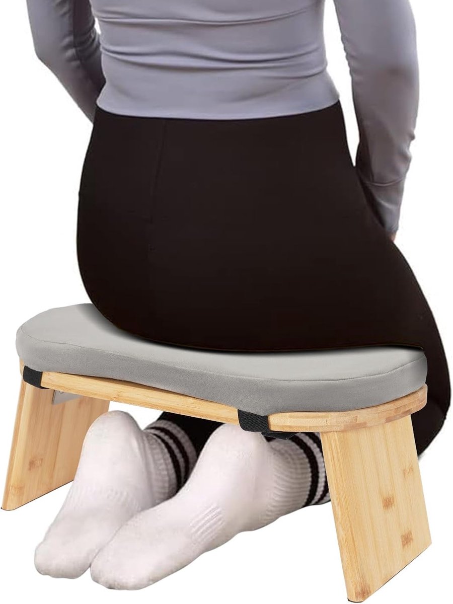 Meditatiebank ergonomisch - bamboe met zachte kussen - 5° helling - ideaal voor langdurige meditatie - SnelShoppen