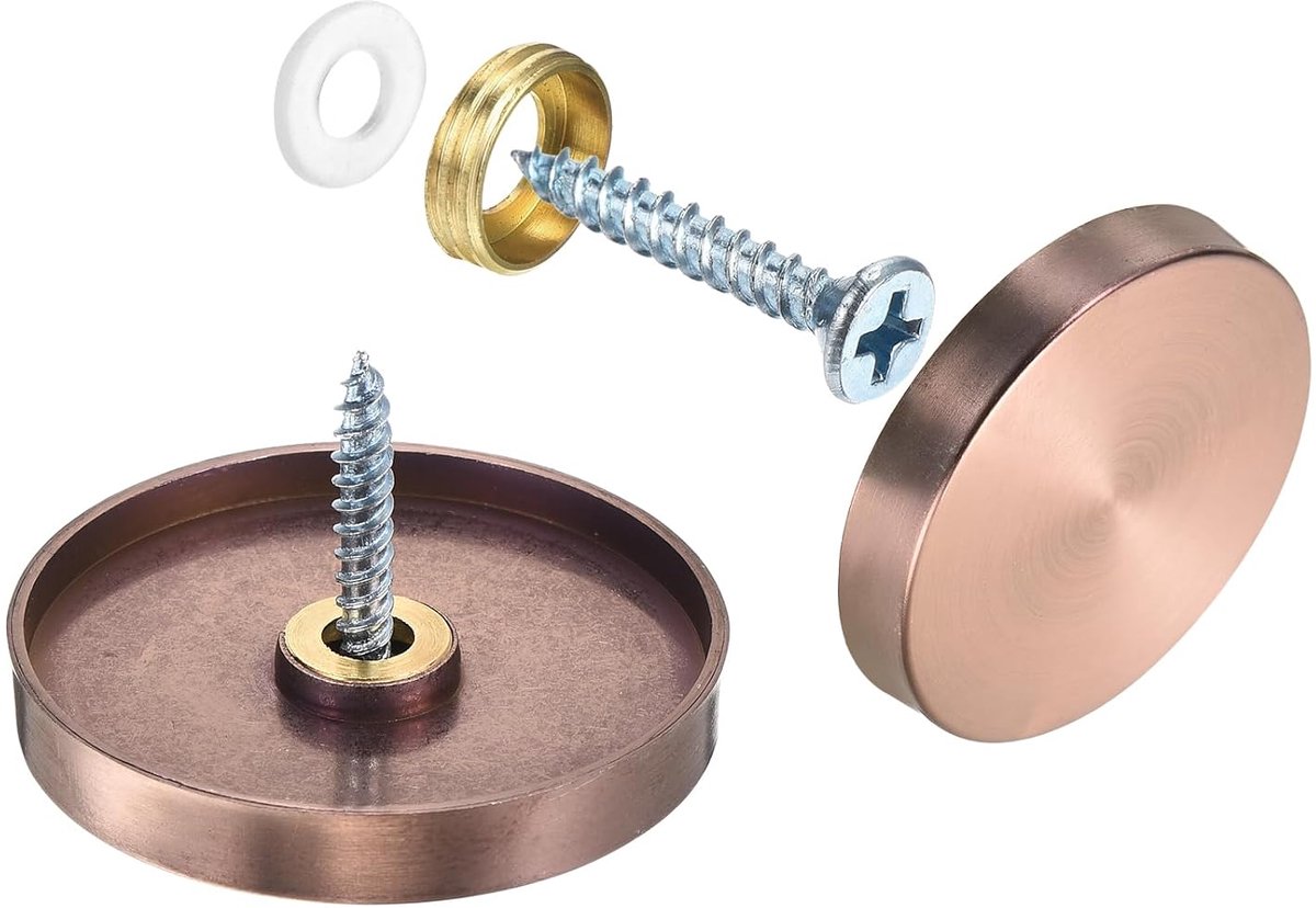 16 stuks schroefdoppen, spiegelschroeven van roestvrij staal 304 decoratieve doppen, nagelafdekking, schroeven, spiegelbevestiging voor reclametechniek, diameter 40 mm, roze