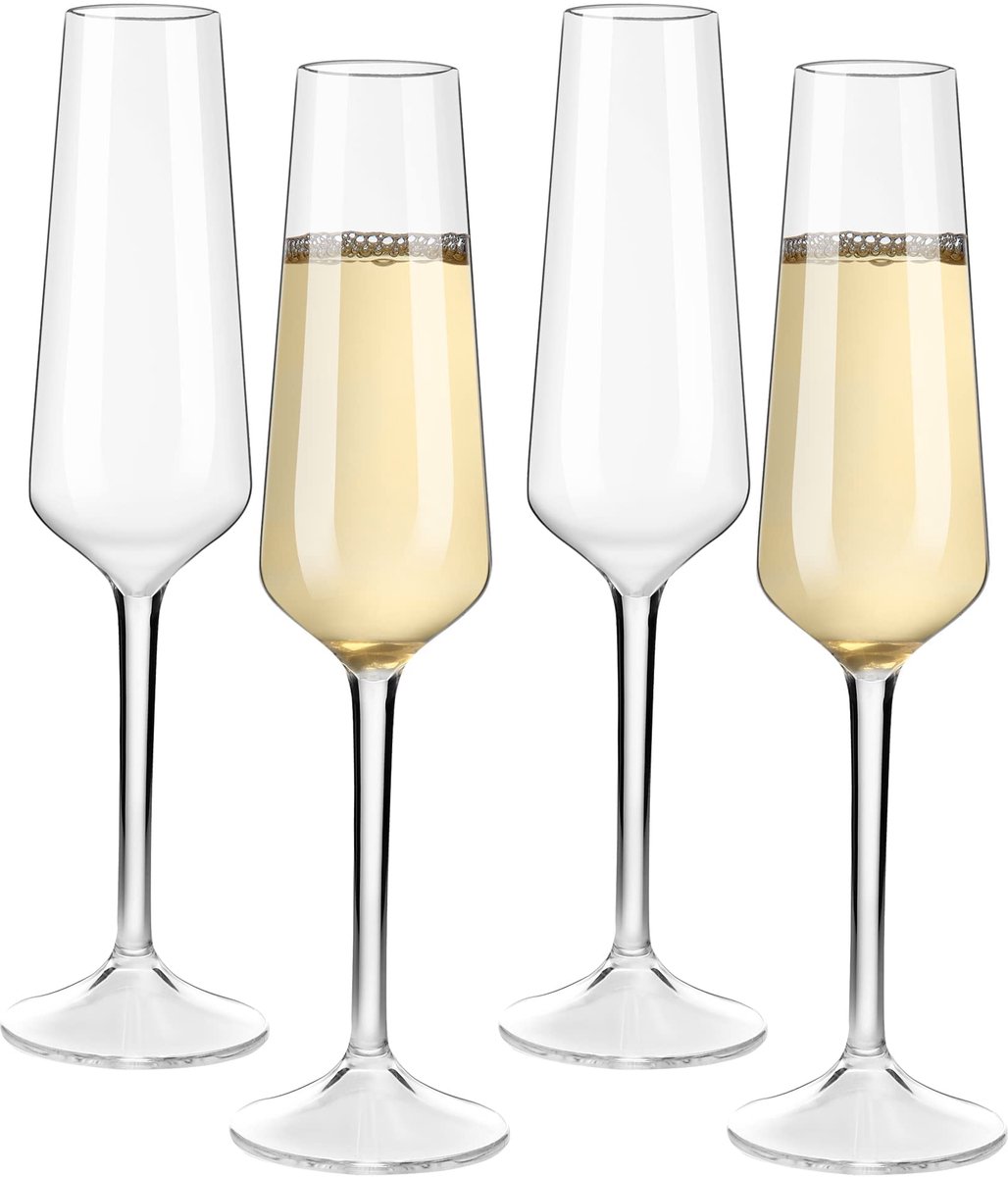 Champagneglazen set van 4 - onbreekbaar Tritan - vaatwasmachinebestendig - ideaal voor feestelijke momenten - SnelShoppen
