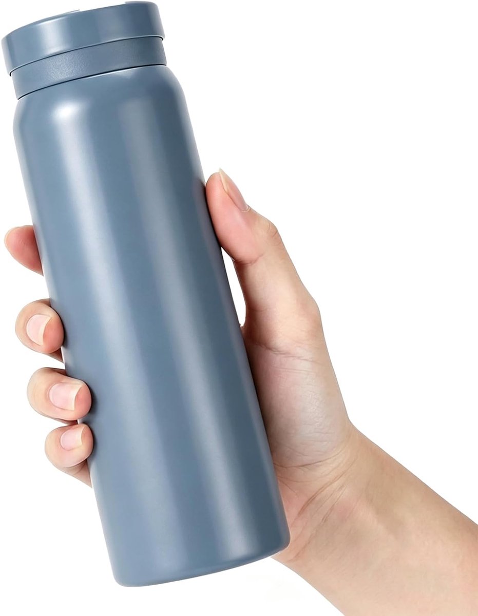 300 ml, roestvrij staal, kleine thermosfles met creatieve 3D-stickers, draagbaar, luchtdicht voor school, kantoor en reizen, grijs