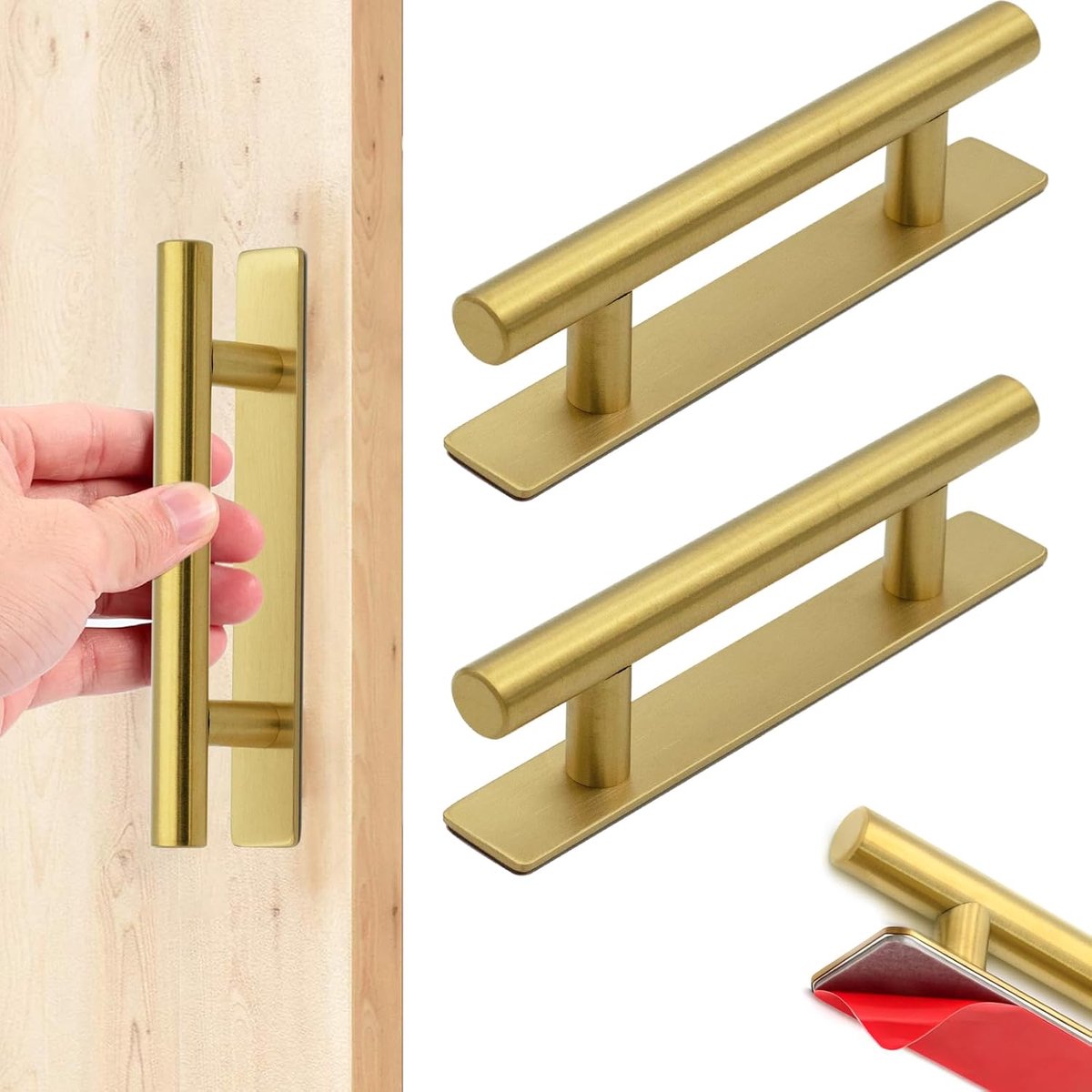 Stuks zelfklevende keukenkastgrepen,roestvrijstalen grepen voor keukenkasten en lades,keukengrepen,boren niet nodig,geschikt voor keukenkasten,lades,kledingkasten (Titaniumgoud, 76 mm)