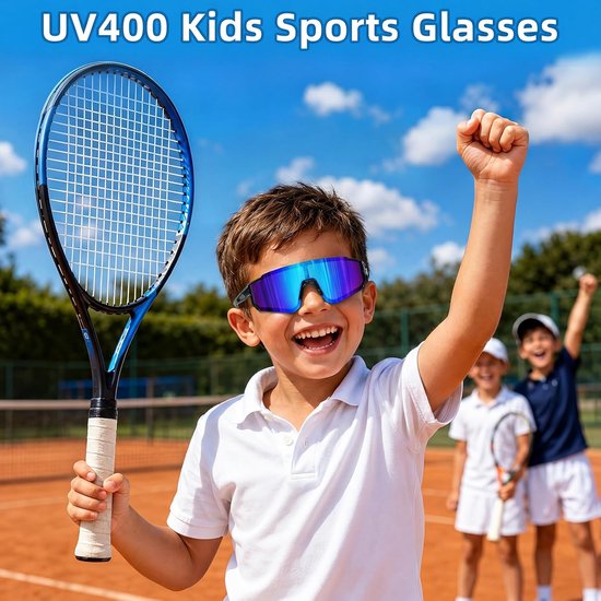zonnebril voor kinderen, fietsbril, jongeren, sportbril, UV400-bescherming, gespiegelde zonnebril voor jongens en meisjes, voor outdoorsport, fietsen — afbeelding 5