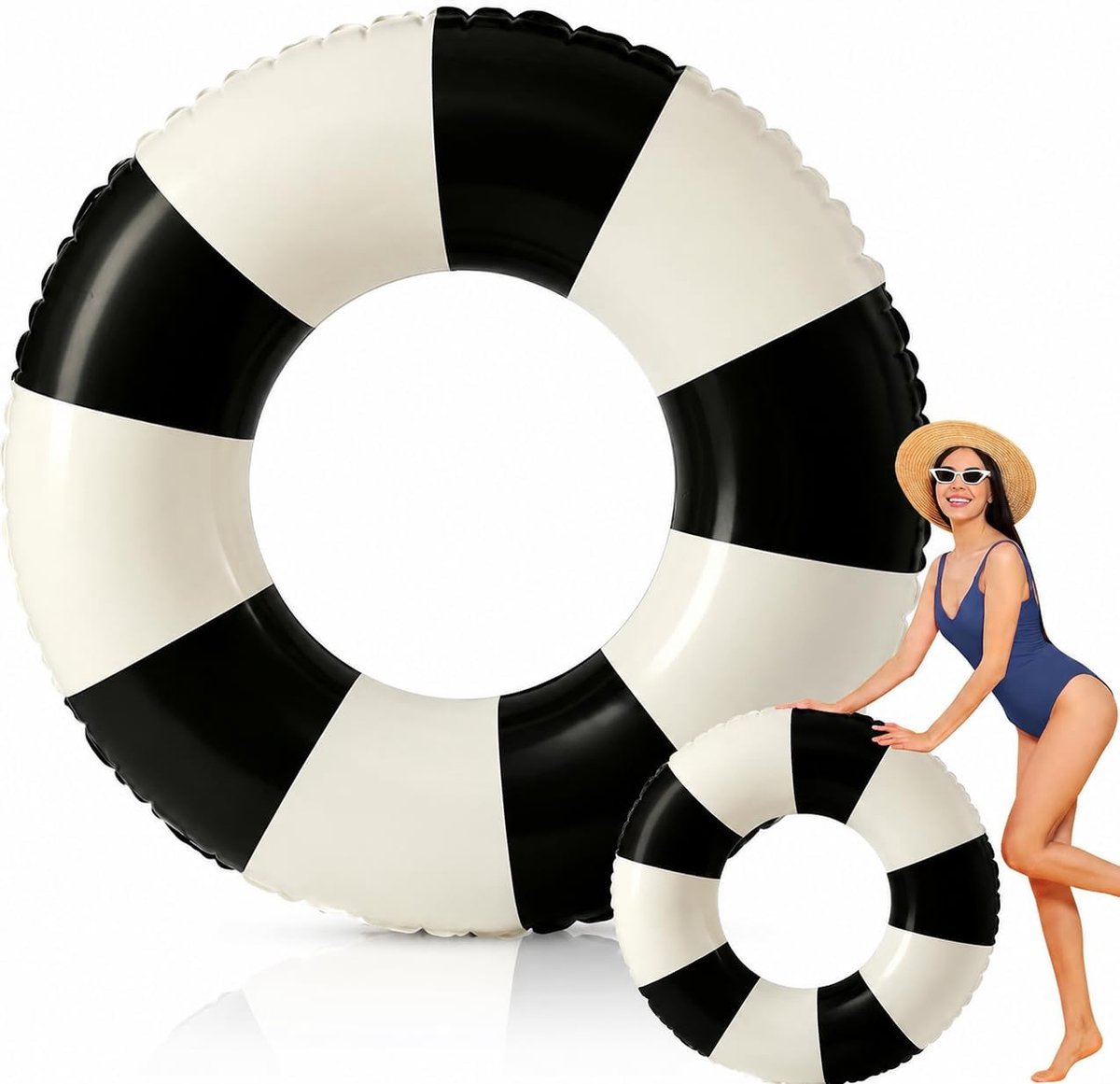 Zwemring, opblaasbare zwemring voor volwassenen, vintage, gestreept, opblaasbaar, voor vakantie, zomer, strand, zwembad, plezier aan het water