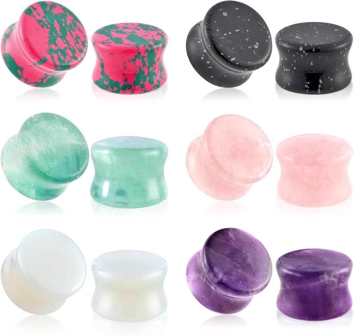 6 paar natuursteen oor gauges plugs zadel double flared steen oor expander voor heren vrouwen oor piercing sieraden 6 mm - 16 mm