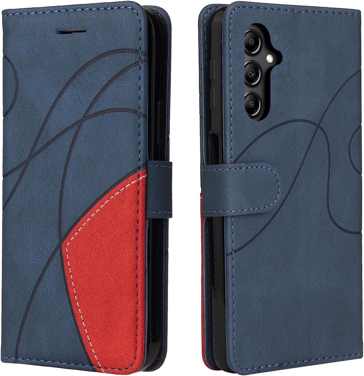 Telefoonhoesje voor Samsung Galaxy A25 5G, PU-leer, folio-klaphoesje met kaartsleuven en magnetische sluiting, beschermend telefoonhoesje voor Samsung Galaxy A25 5G, blauw
