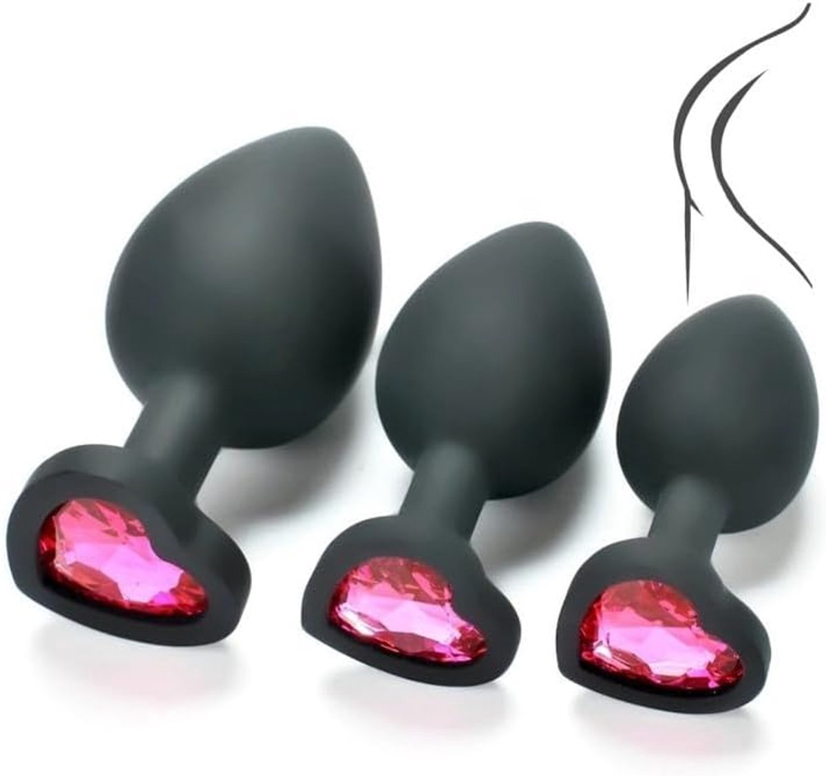 Siliconen Accessoire Met Elegante Edelsteen Decoratie, Gladde 3-Delige Set Voor Stretch Training - Y1 (Roos)