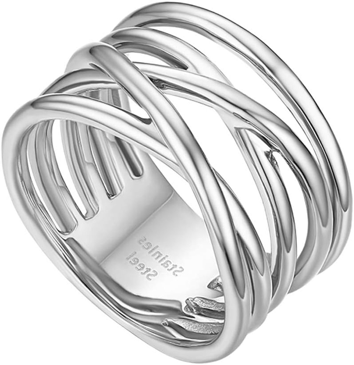 Ringen, blogger, vingerknoop, stapelring, zilver, goud, met gekruist design