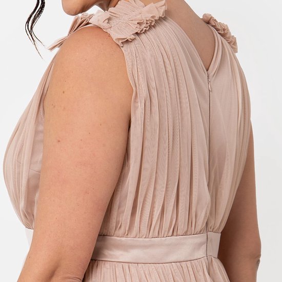 Deluxe Dames Maxi Jurk Met Ruche V-hals Mouwloze Hoge Rijk Taille Lange Voor Prom Gast Bruiloft Bruidsmeisje dames Bruidsmeisjesjurk van Deluxe — afbeelding 2