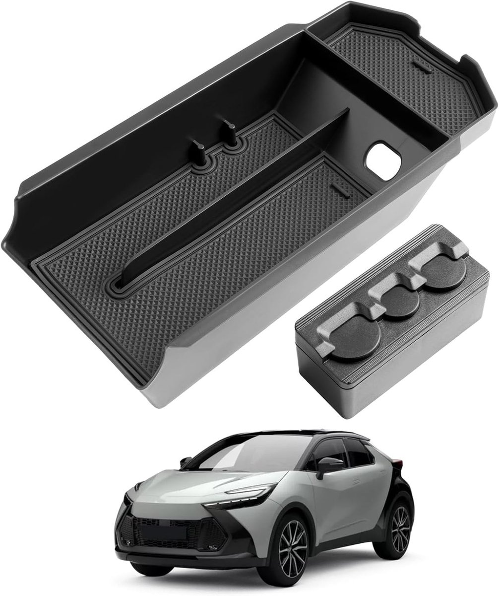 Center console storage compartment for Toyota C-HR CHR Hybrid 2024 2025, armrest storage space, with non-slip bottom - ShopVlot