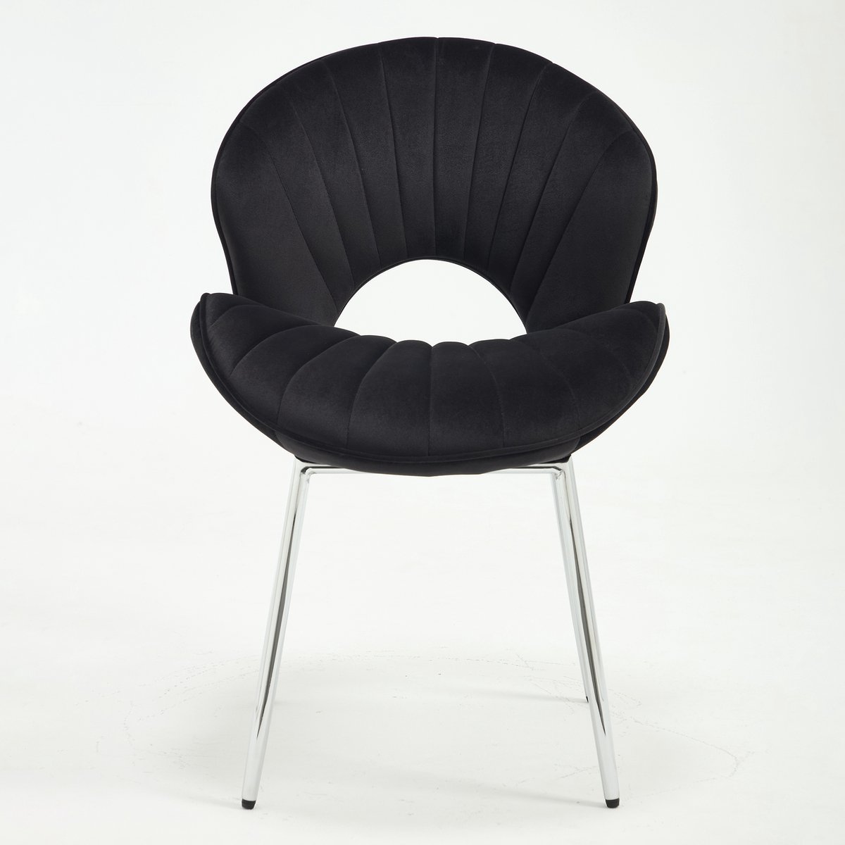 COVREO Eetkamerstoel 55 x 49 x 82,5 cm zwart, velvet met metalen poten