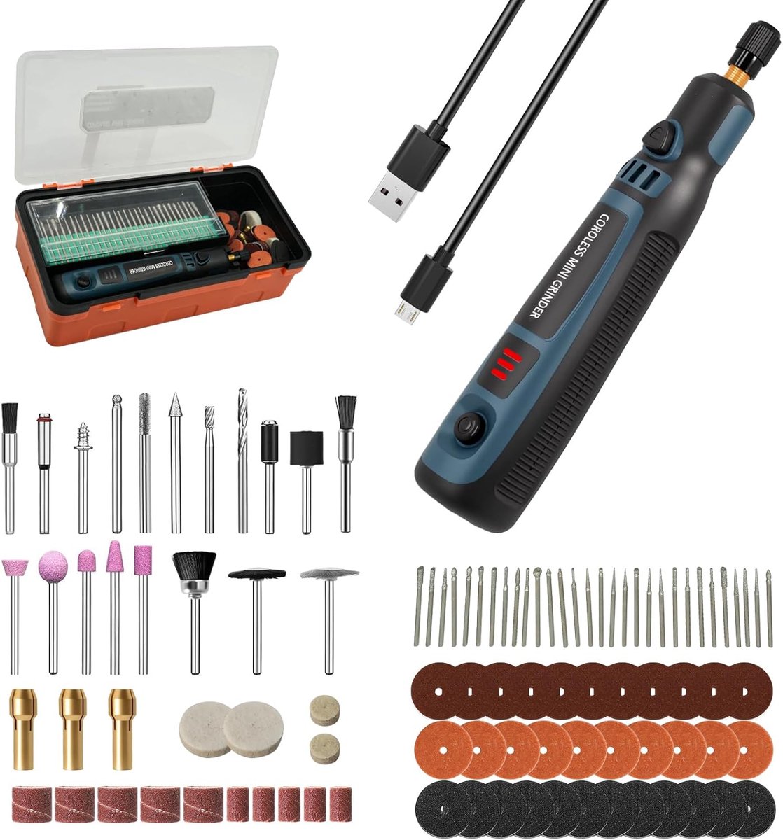 Draadloze multifunctionele gereedschapssander - 96 accessoires - voor polijsten, graveren en snijden - ShopVlot
